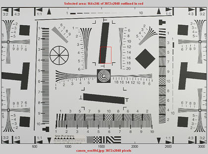 ISO 12233 chart with crop indicated by red rectangle