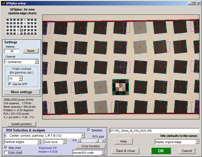 SFRplus Rescharts window: preparation for Batchview