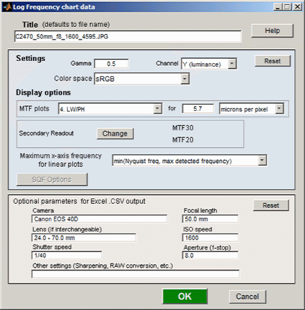 Log F-Contrast input dialog box